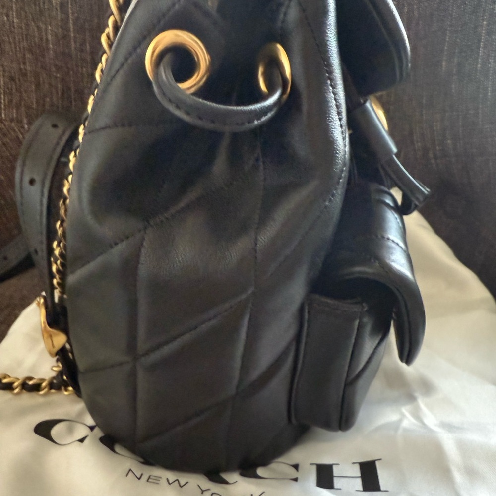 Coach Quilted Tabby Black Backpack with Gold Accents - Picture 2 of 5